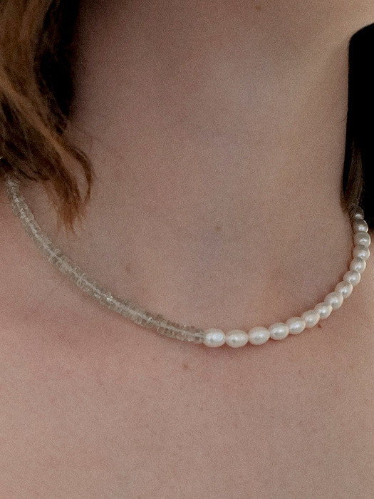 [담수진주,925silver,Glass]Clear pearl necklace