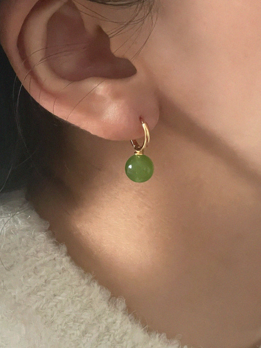 silver925 green ball earring