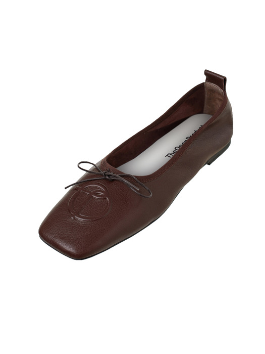 SQUARE TOE BALLET FLATS, BROWN