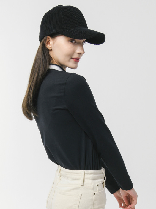 [두유노우엠씨]23SS 골프 보우 타이 셔츠 카라 긴팔 블랙 티셔츠 [W CONCEPT]