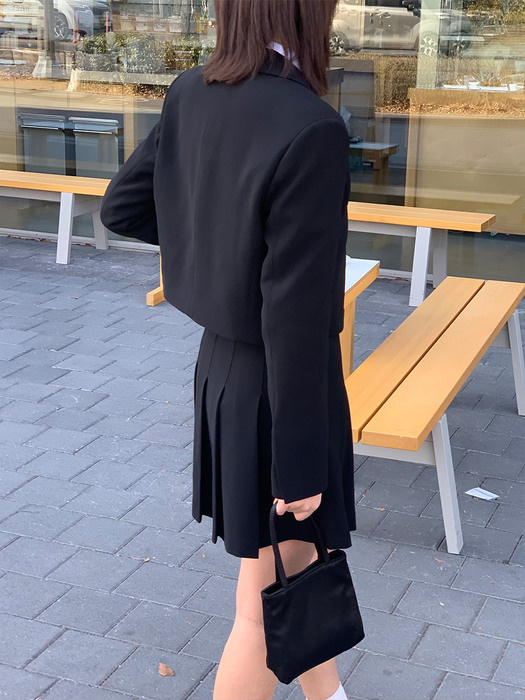 [Drama Signature] Cropped Blazer+Pleated Mini Skirt SET