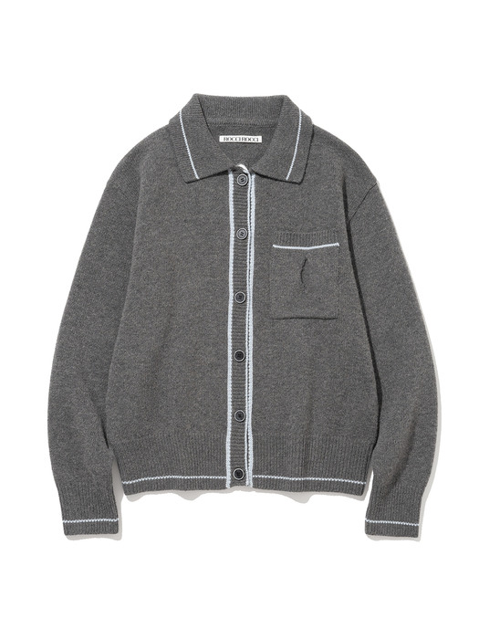 Cut-out knit cardigan [CHARCOAL]