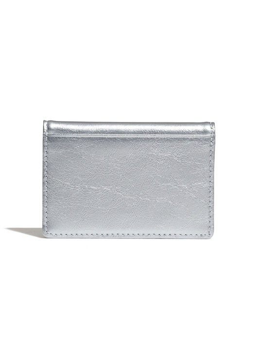 CRINKLE SOFT CARD CASE - SILVER