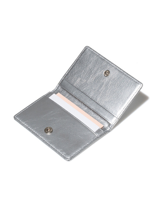 CRINKLE SOFT CARD CASE - SILVER