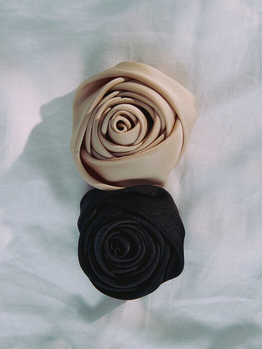 Beige Double Rose Satin Hair Pin
