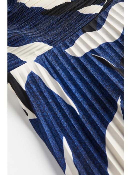 플리츠 홀터넥 드레스 블루/패턴 1161569001