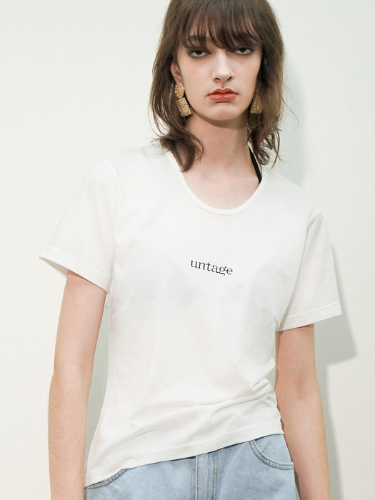 Logo-print Tencel-blend T-Shirt[White(UNISEX)]_UTT-ST31