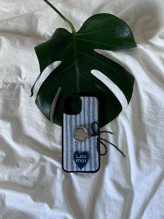 Present series : DENIM LOVE / stripe blue phonecase