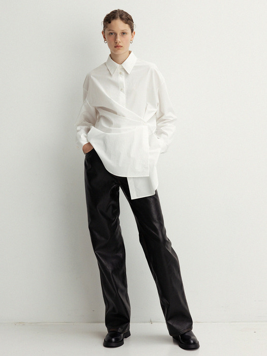 cotton over-fit wrapped shirt (white)