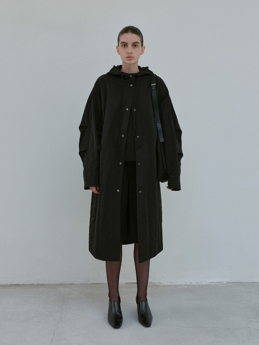 reversible hooded coat (black)