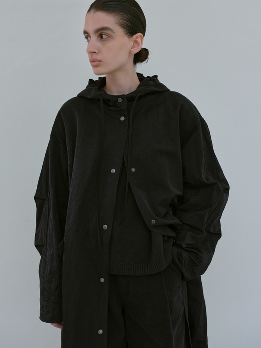 reversible hooded coat (black)