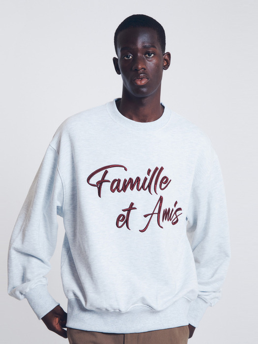 EMBROIDERY SLOGAN SWEATSHIRT(MELANGE GRAY)