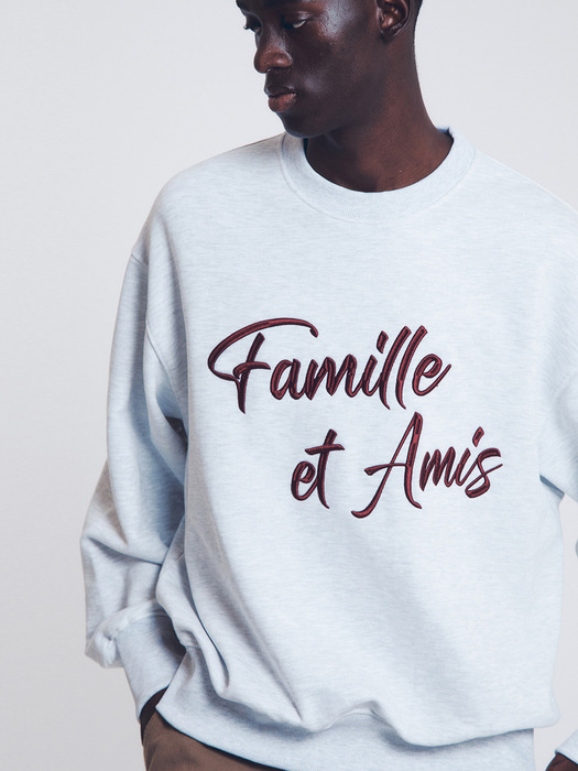 EMBROIDERY SLOGAN SWEATSHIRT(MELANGE GRAY)