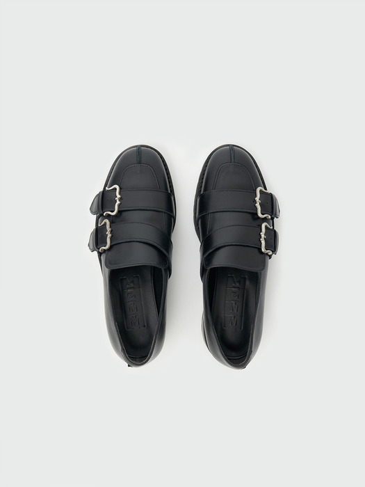 XED Buckle Strap Loafers - Black