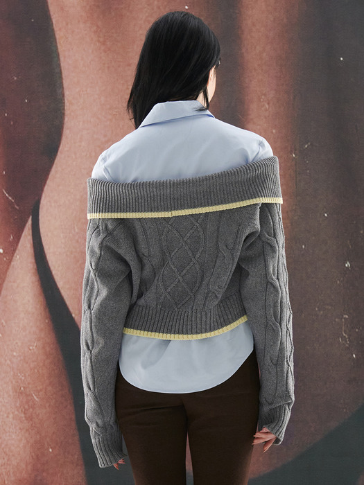 Off-Shoulder Cable Knit Grey