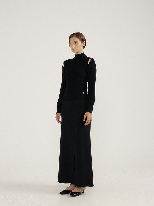 Wool Maxi Skirt(BLACK)