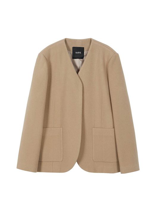 Non-collar Jacket in Beige VW3WJ031-91