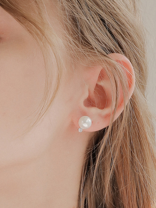 14k Pearl Cubic Gold Earrings G0223