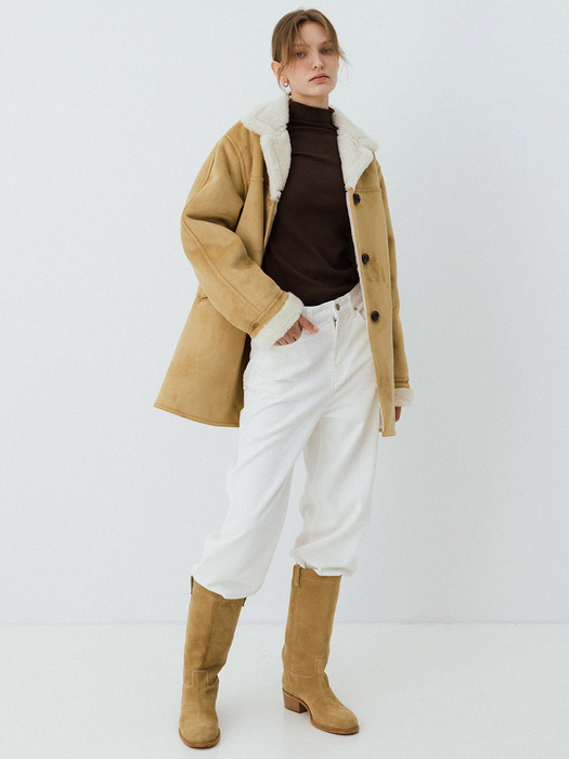 shearling half coat (beige)