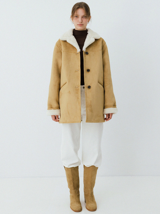 shearling half coat (beige)