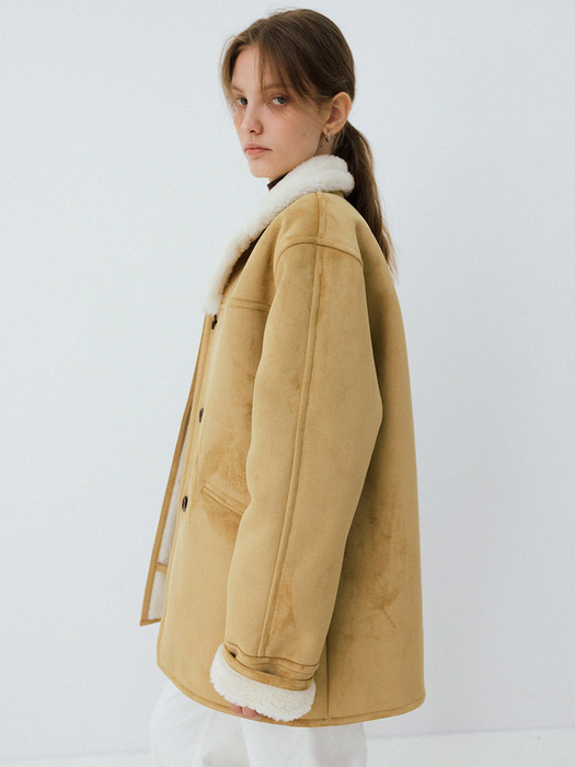 shearling half coat (beige)