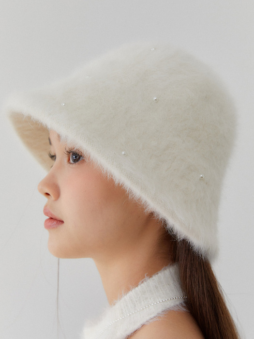 pearl spread angora bucket hat_2color HA010