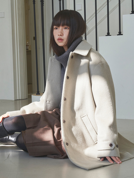 Wool Half Coat Light Grey