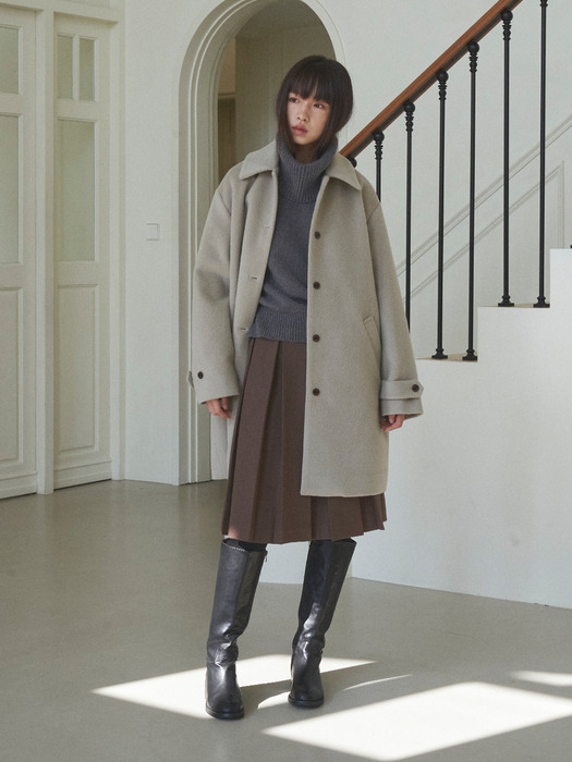 Wool Half Coat Light Grey