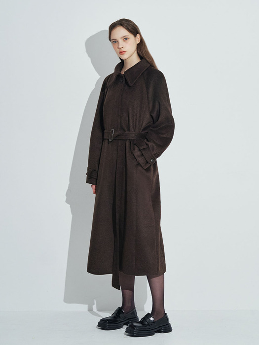 Classic Wool balmacaan Coat [Brown]