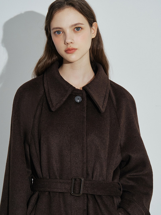 Classic Wool balmacaan Coat [Brown]