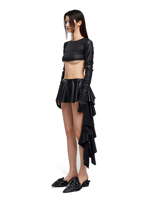 Micro mini layered ruffle skirt (black)