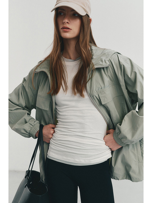 UNISEX HOODED WIND BREAKER MINT_UDJU4A113E1 - Image 1
