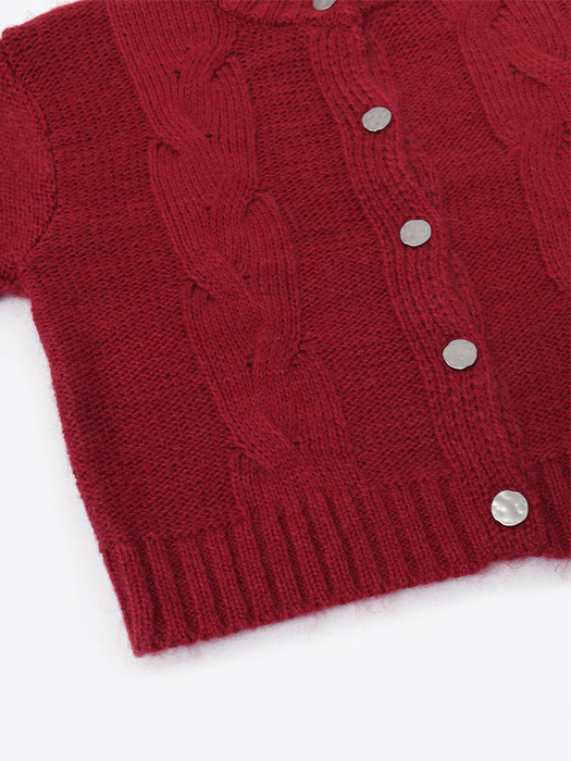 Merry Mohair Cable Knit Cardigan (Red)