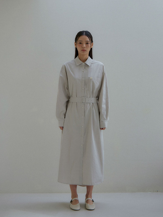 Belted over-size dress (Light khaki)