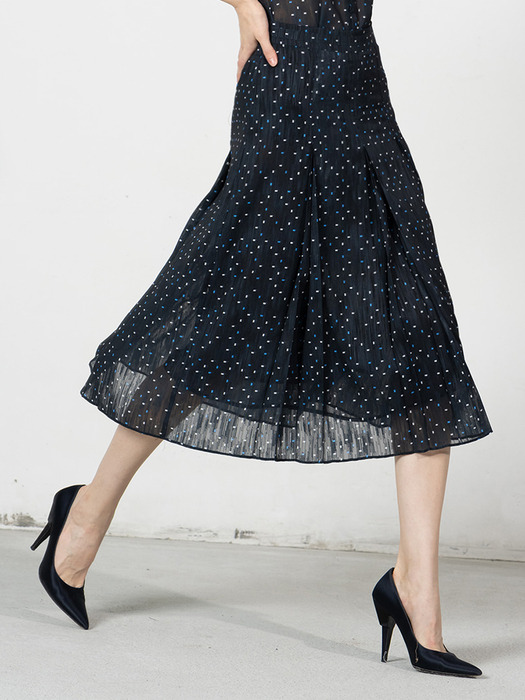 Jacquard printed pleats midi skirt - pattern