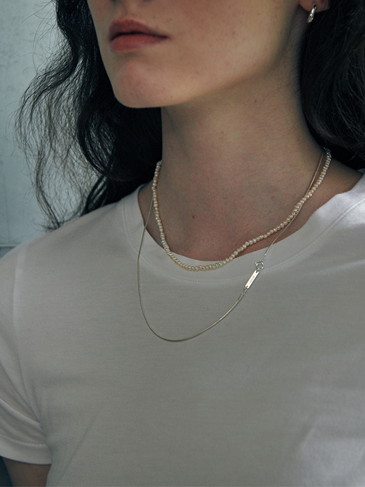 [925 silver] fresh-water pearl necklace (renewal) + soir necklace (silver)
