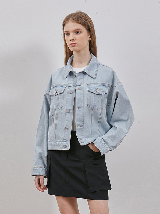 DENIM OVERFIT DOLMAN SLEEVE JACKET L BLUE