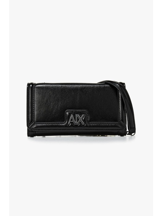 AX 여성 페이크 레더 체인 플랩 지갑-블랙(A424170014)