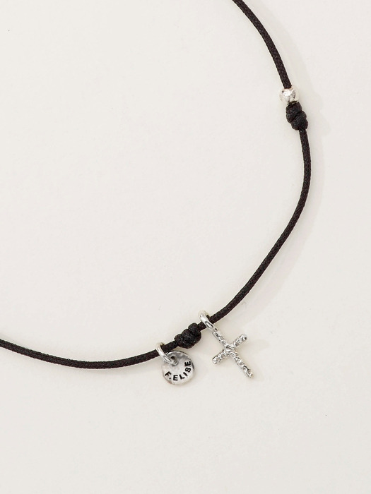 The Cross Black Silk Bracelet