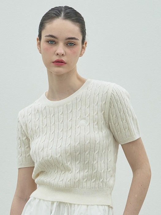 Cable Half Knit Ts_Ivory