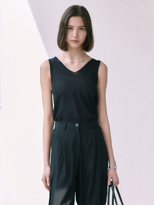 V-Neck Sleeveless Knit_2color