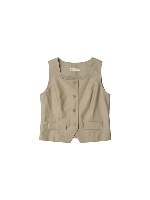 SITP5149 와샤 스퀘어넥 베스트_Khaki beige