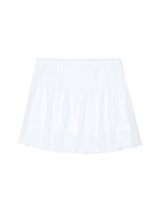 LACE PIN TUCK SKIRT (WHITE)