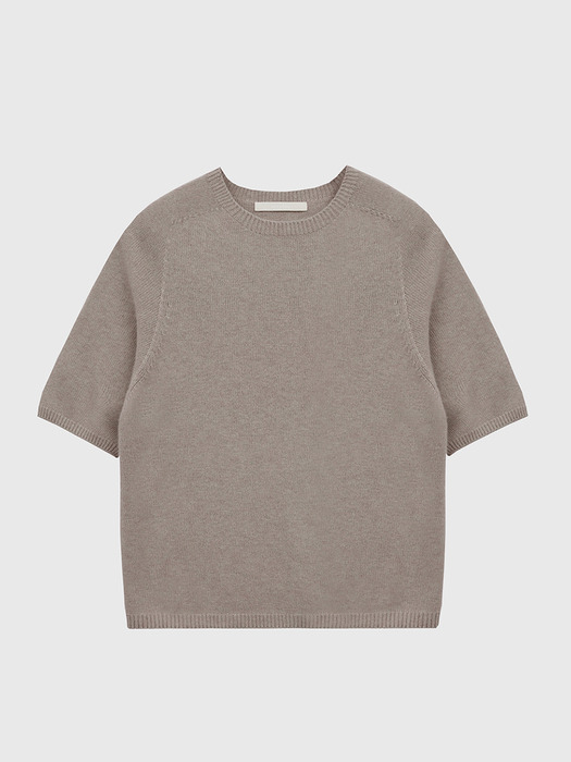 Raccoon Whole Garment Half-sleeved Raglan Wool Knit