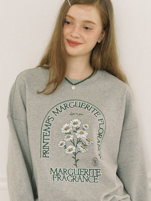 Marguerite Artwork Sweatshirt - Melange Grey