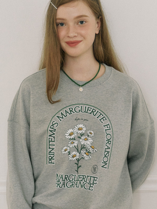 Marguerite Artwork Sweatshirt - Melange Grey