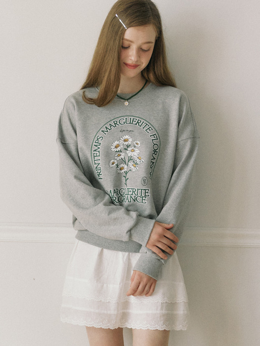 Marguerite Artwork Sweatshirt - Melange Grey