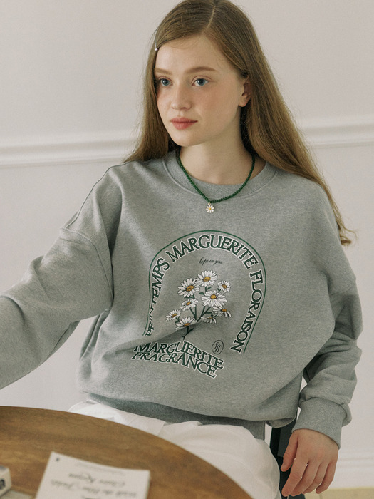 Marguerite Artwork Sweatshirt - Melange Grey