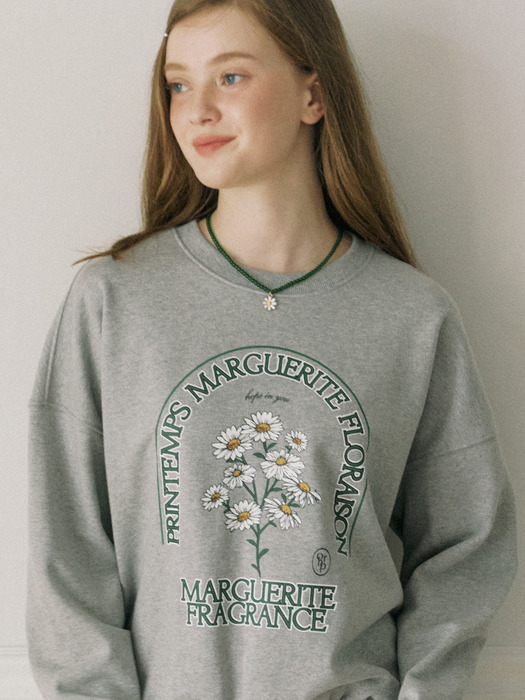 Marguerite Artwork Sweatshirt - Melange Grey