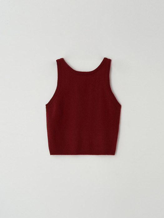 fine wool round sleeveless - red